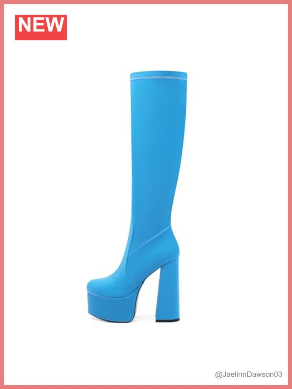 Chunky Heel Knee High Platform Boots Round Toe Side Zip Women's Stretch Boots